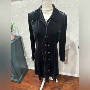 Talbots Green Velveteen Fit and Flare Dress size 10 party glam 90’s